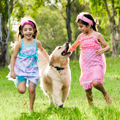 children with dog